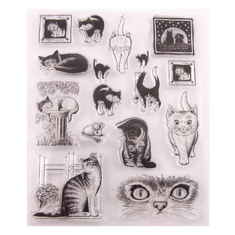 arriettycraft Furry Cats Meow Pet Rubber Clear Stamps for Card Making and Journaling, Kitten Transparent Silicone Stamps for Journals Scrapbooking Album Paper Crafts Decoration - Image 1